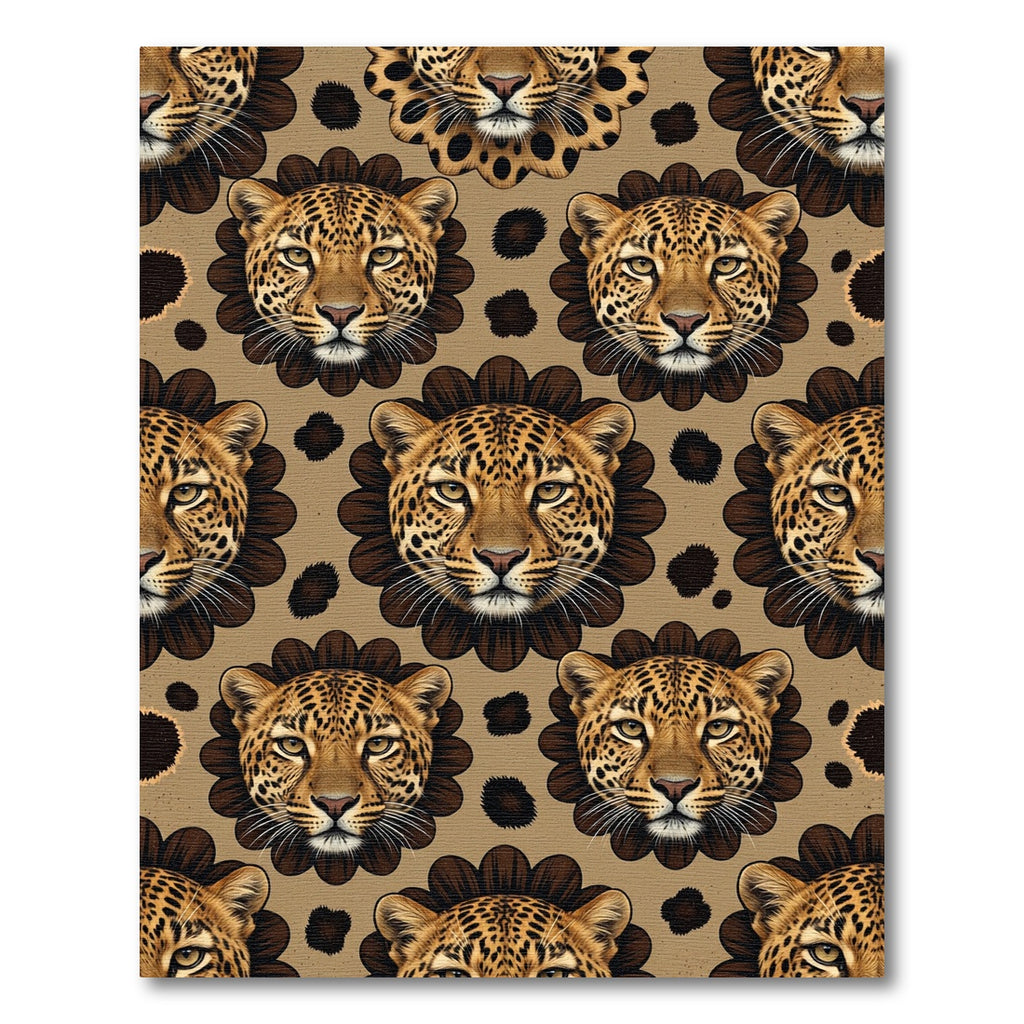 Brown Leopard Floral Repeat Wildlife Rug