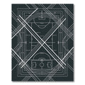 Architectural Monochrome Geometric Athletic Court Lines Rug
