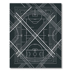 Architectural Monochrome Geometric Athletic Court Lines Rug
