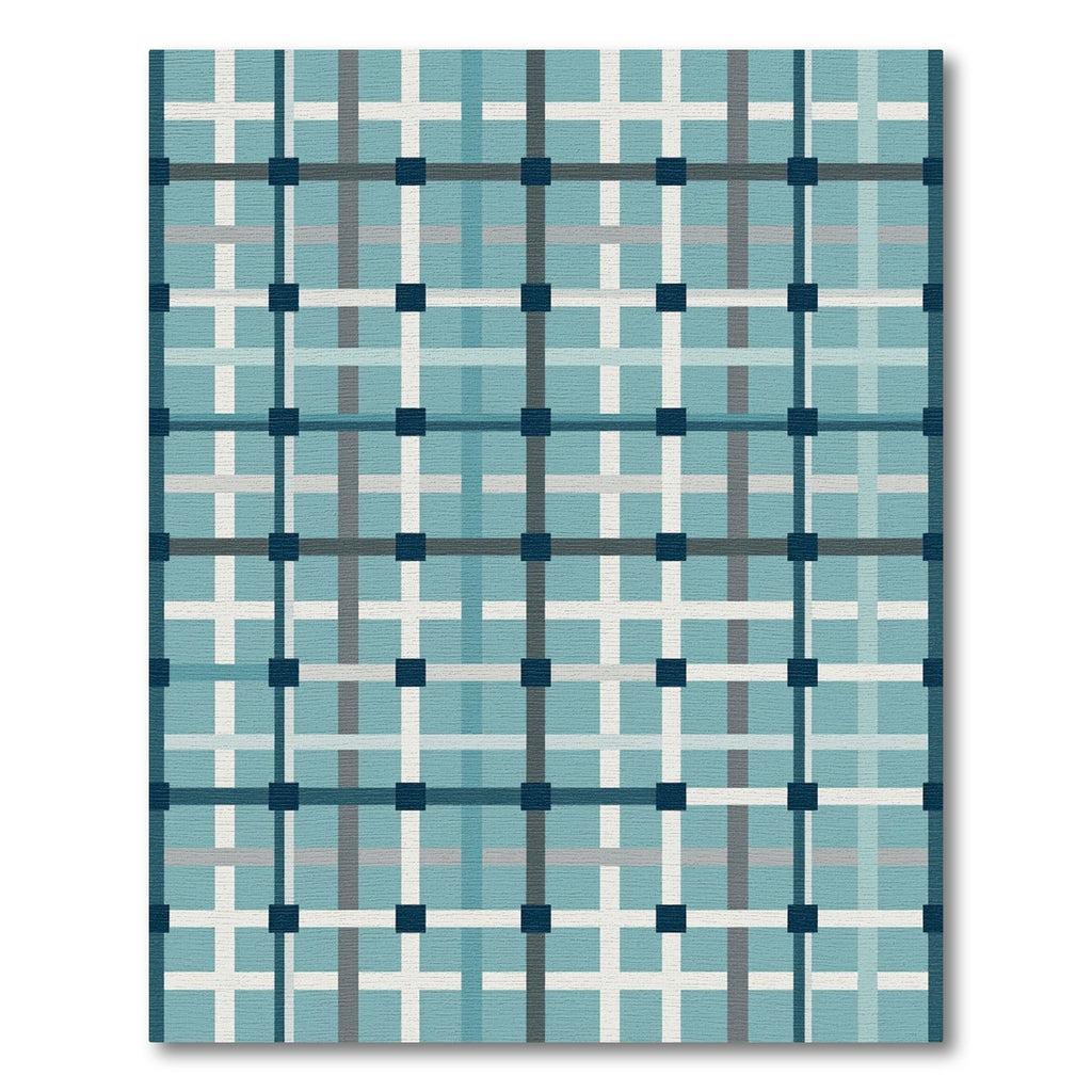 Contemporary Blue Grid Plaid Rug