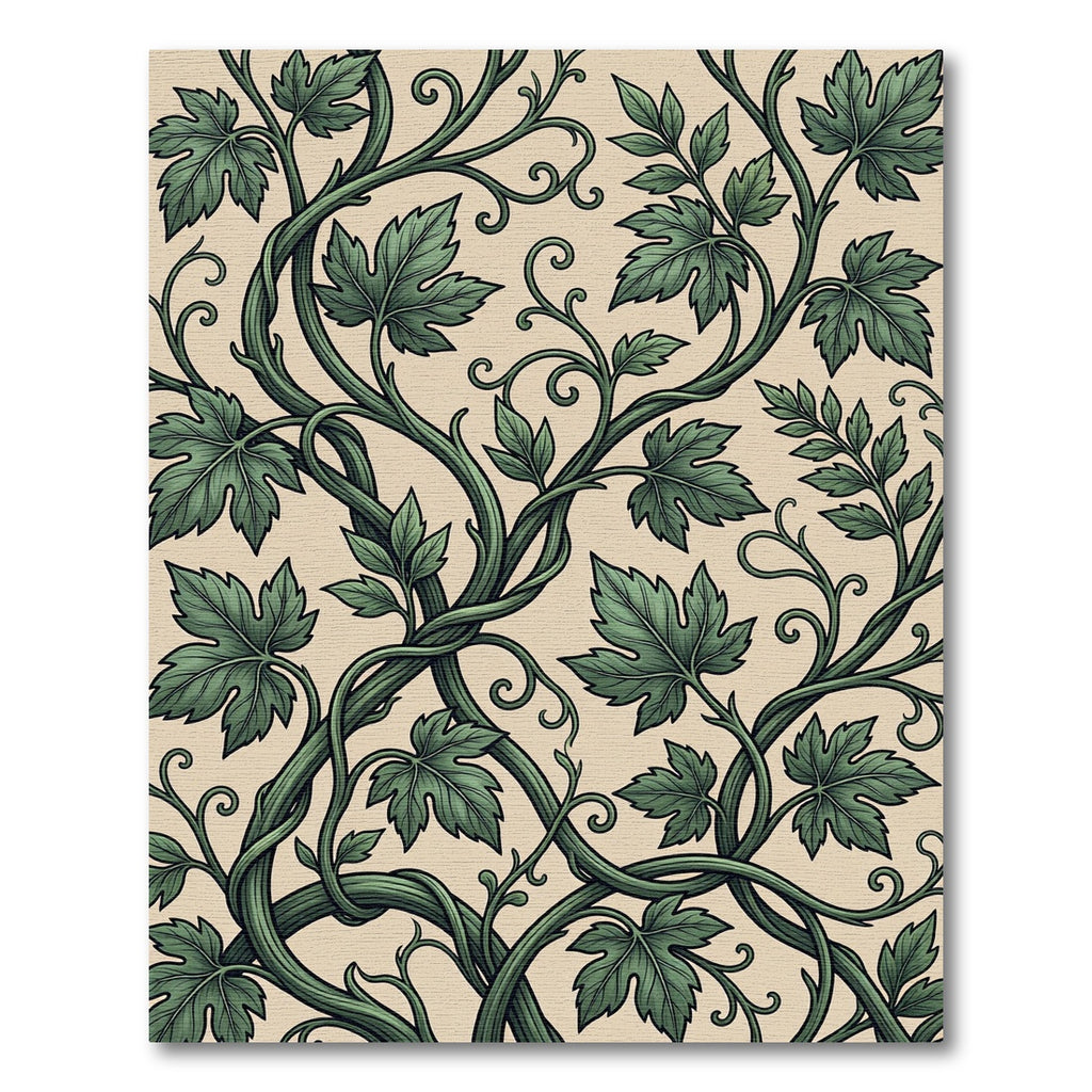 Elegant Sage Green Botanical Vine Scroll Rug