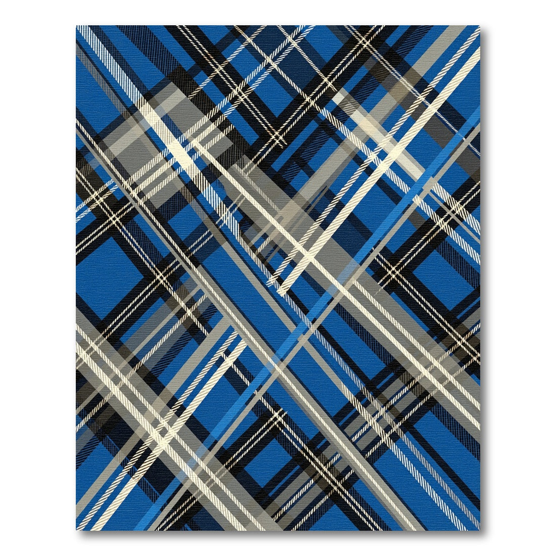 Bold Blue Plaid Overlay Pattern Rug