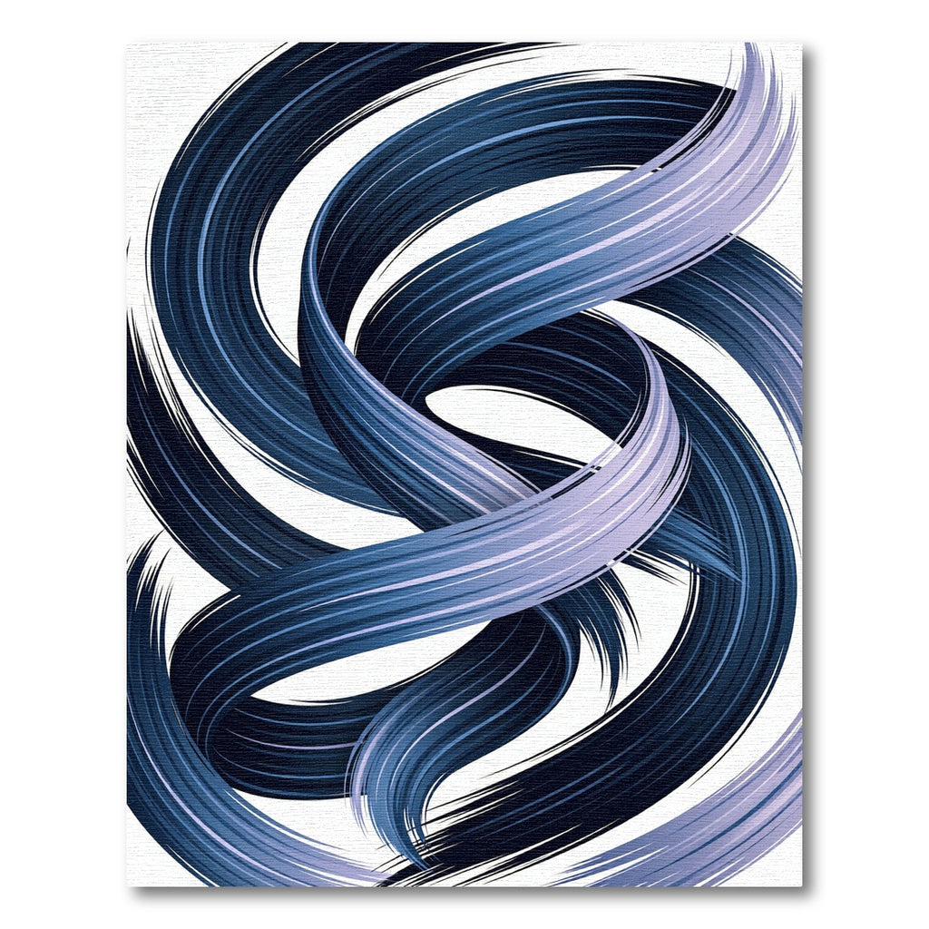 Deep Blue Swirled Brushstroke Rug
