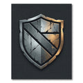 Shattered Steel Shield Metallic Crest Rug