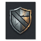 Shattered Steel Shield Metallic Crest Rug