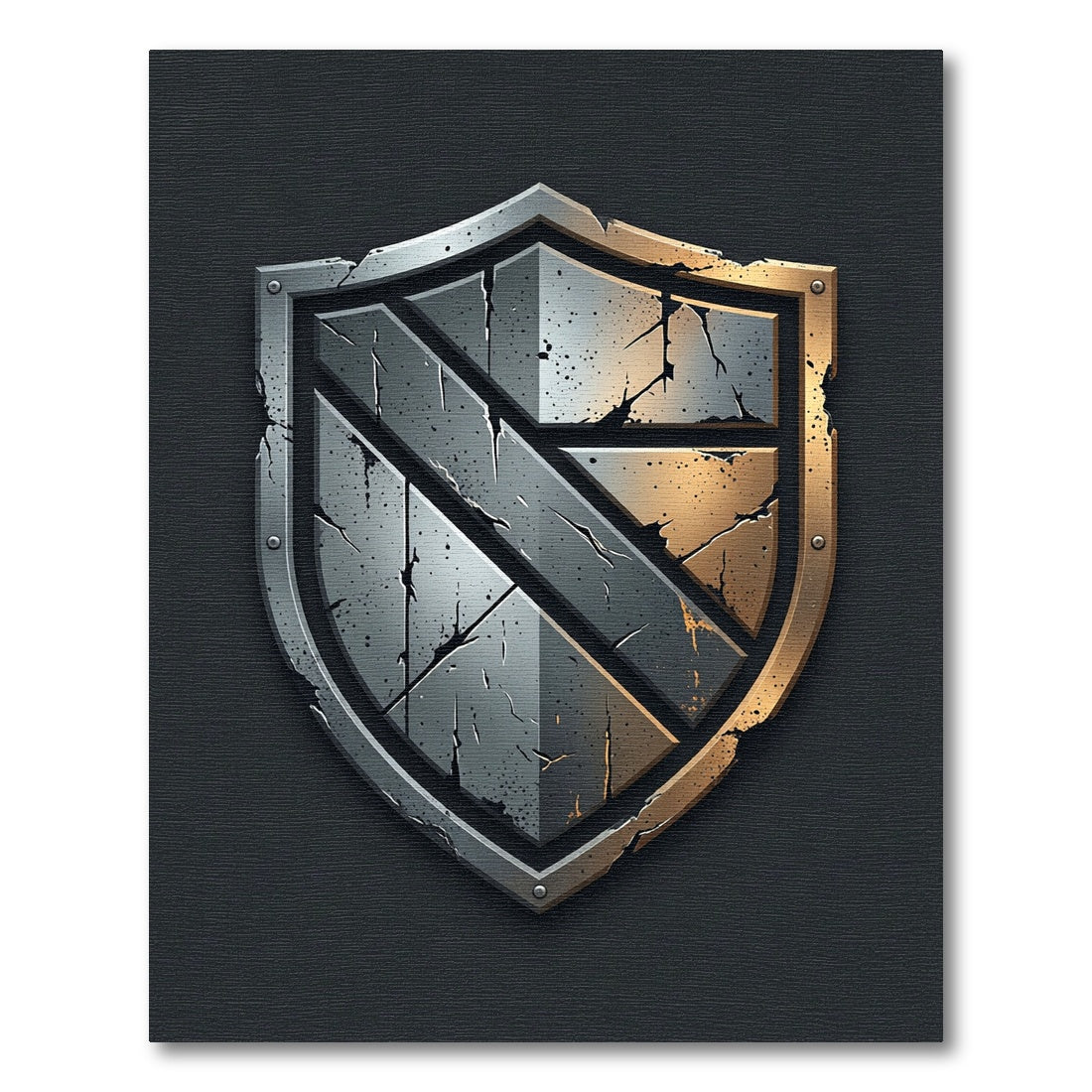 Shattered Steel Shield Metallic Crest Rug