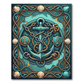 Nautical Teal Anchor Rope Shield Maritime Art Rug