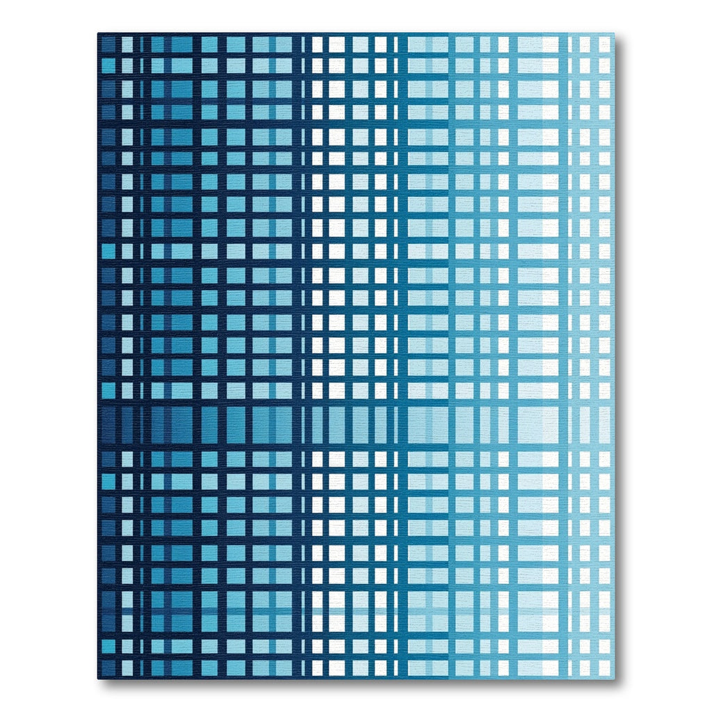 Modern Indigo Grid Gradient Mesh Rug