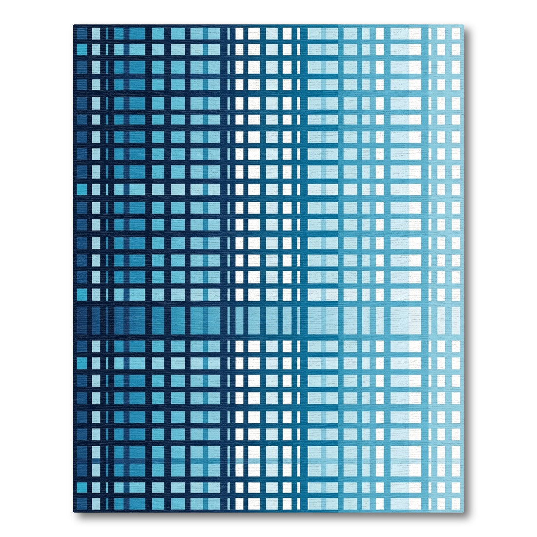 Modern Indigo Grid Gradient Mesh Rug