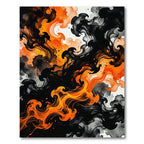 Vibrant Orange and Black Abstract Smoke Rug