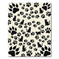 Whimsical Black Silhouette Cat Paw Rug