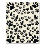 Whimsical Black Silhouette Cat Paw Rug