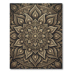 Ornate Gold Floral Symmetry Mandala Rug
