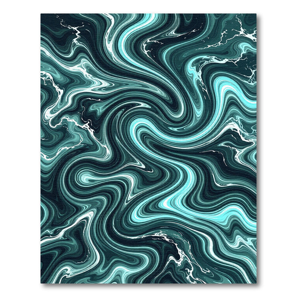 Abstract Teal Marbled Fluid Wave Rug