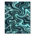 Abstract Teal Marbled Fluid Wave Rug