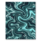 Abstract Teal Marbled Fluid Wave Rug