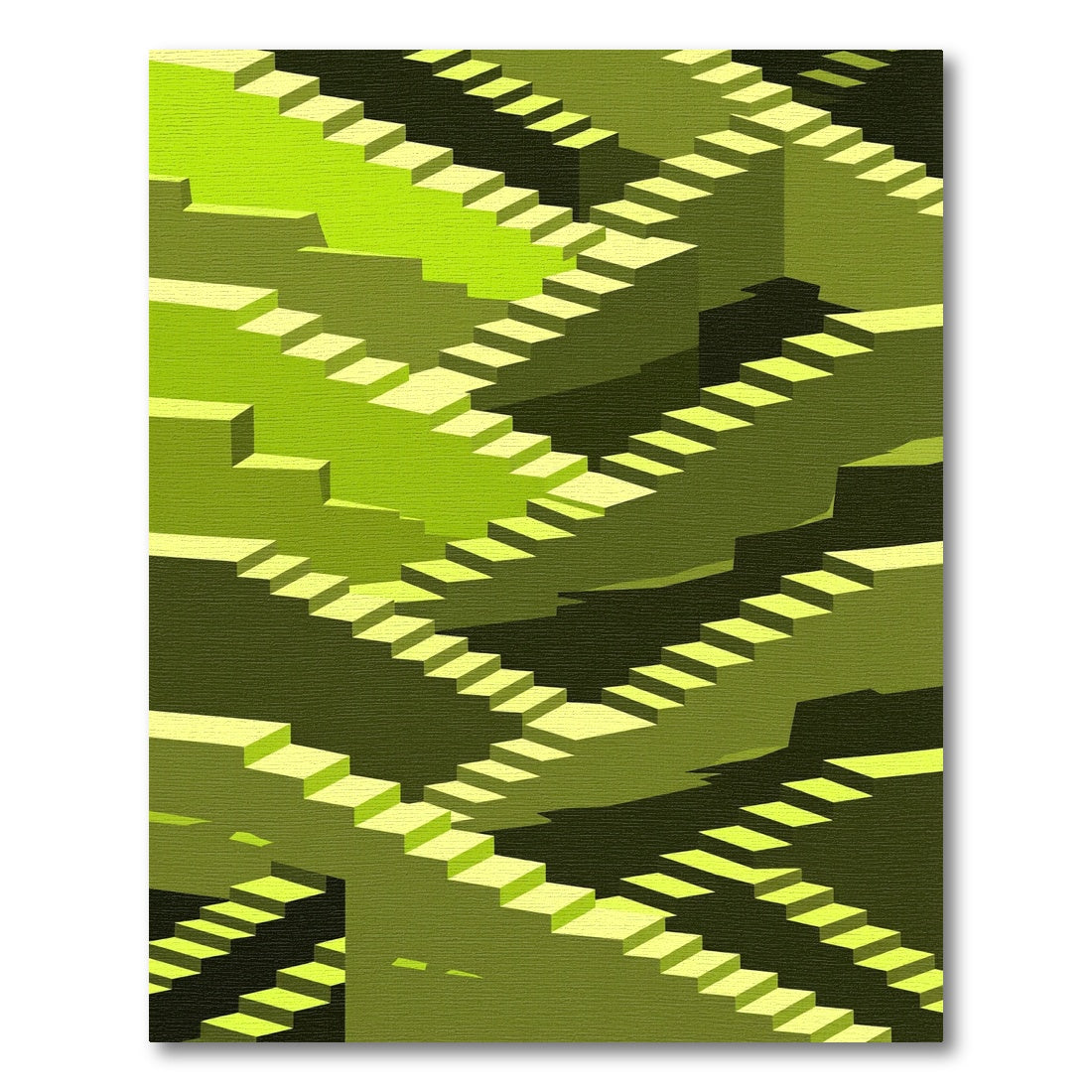 Lime Optical Illusion Stairs Rug
