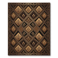 Ornate Vintage Gold Leaf Diamond Rug