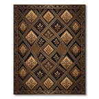 Ornate Vintage Gold Leaf Diamond Rug