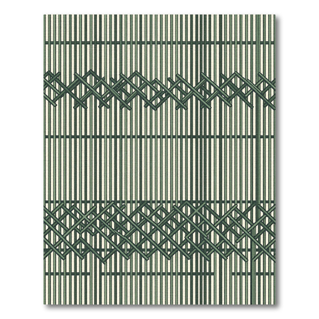 Green Bamboo Weave Stripe Rug