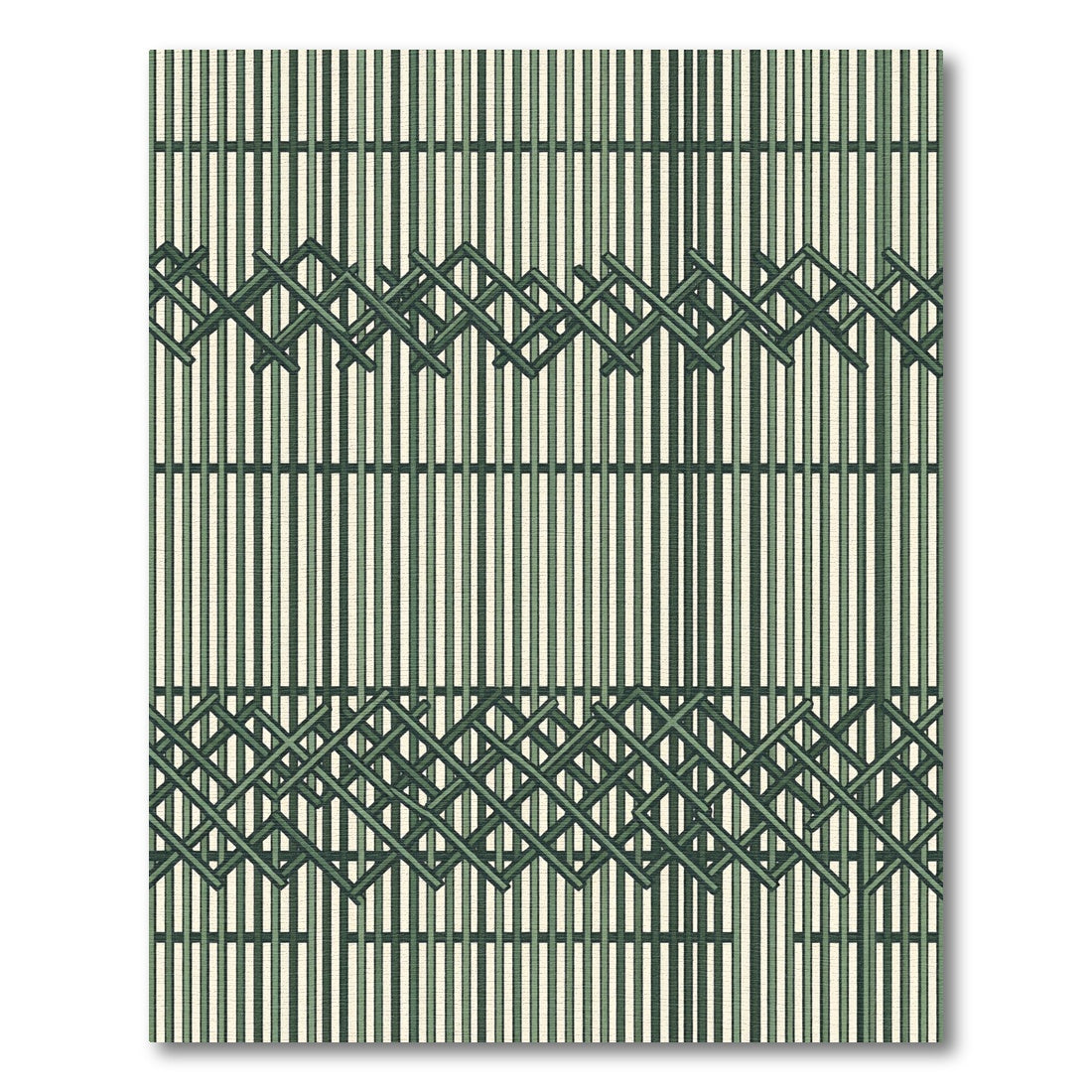 Green Bamboo Weave Stripe Rug