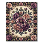 Vintage Pink Dahlia Floral Medallion Rug