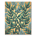 Intertwined Botanical Leaves in Golden Teal Rug
