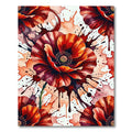 Crimson Poppy Watercolor Splatter Explosion Rug