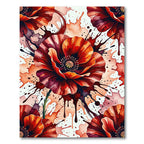 Crimson Poppy Watercolor Splatter Explosion Rug