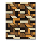Geometric Terracotta Interlocking Panels Rug