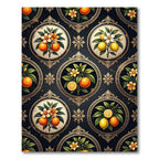 Framed Citrus Medallion Dark Floral Rug