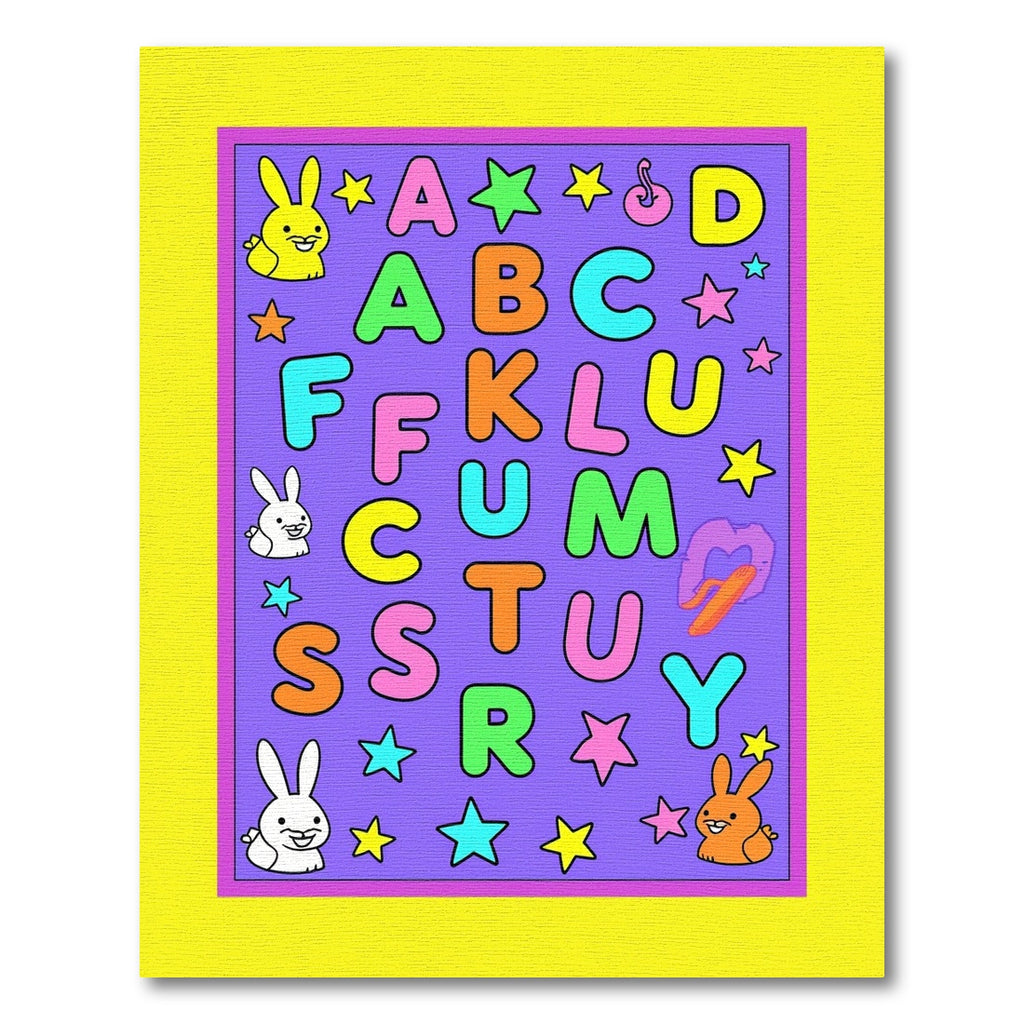 Playful Alphabet Bunnies Colorful Kids Rug
