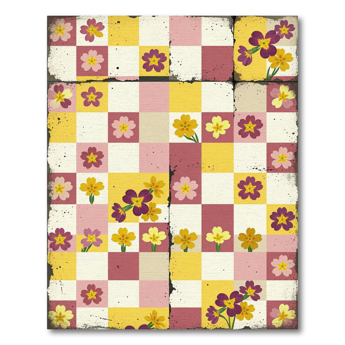 Whimsical Primrose Checkered Garden Rug
