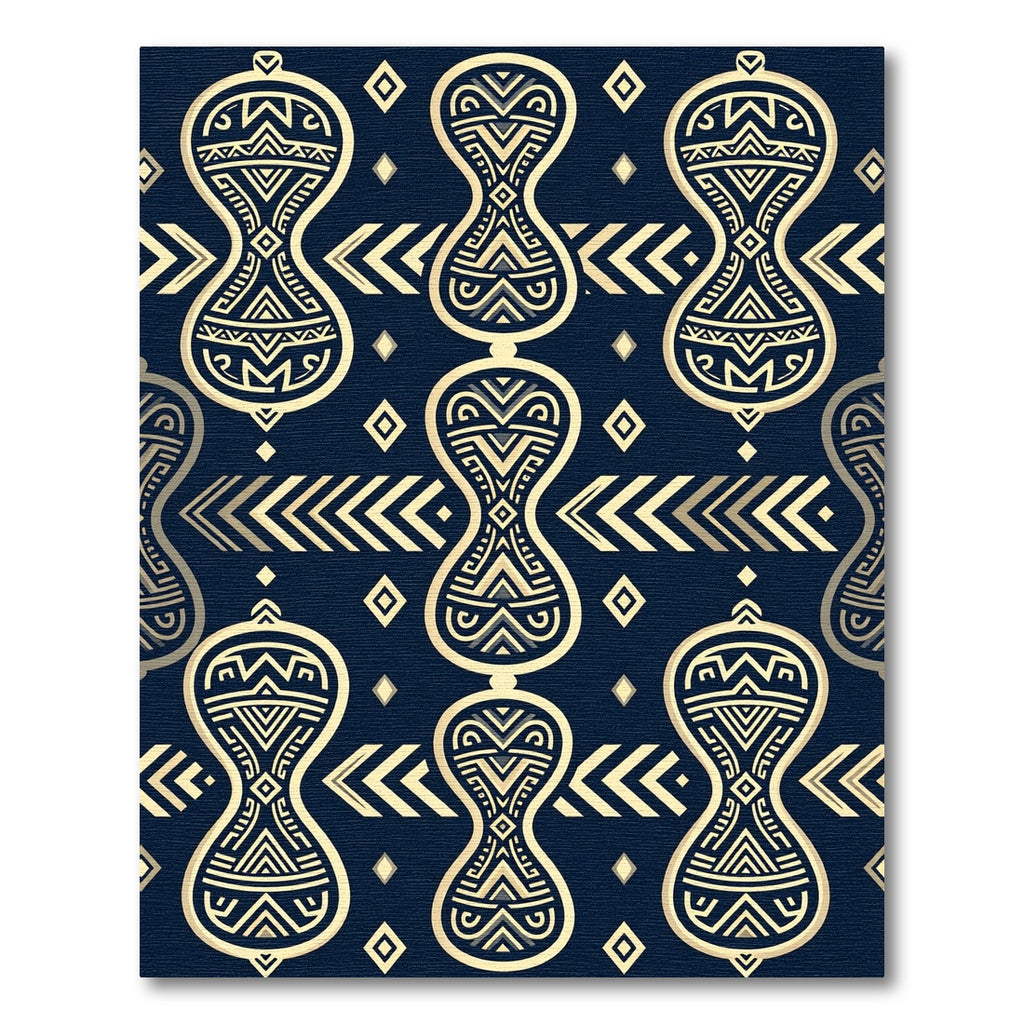 Navy Blue Hourglass Geometric Tribal Rug