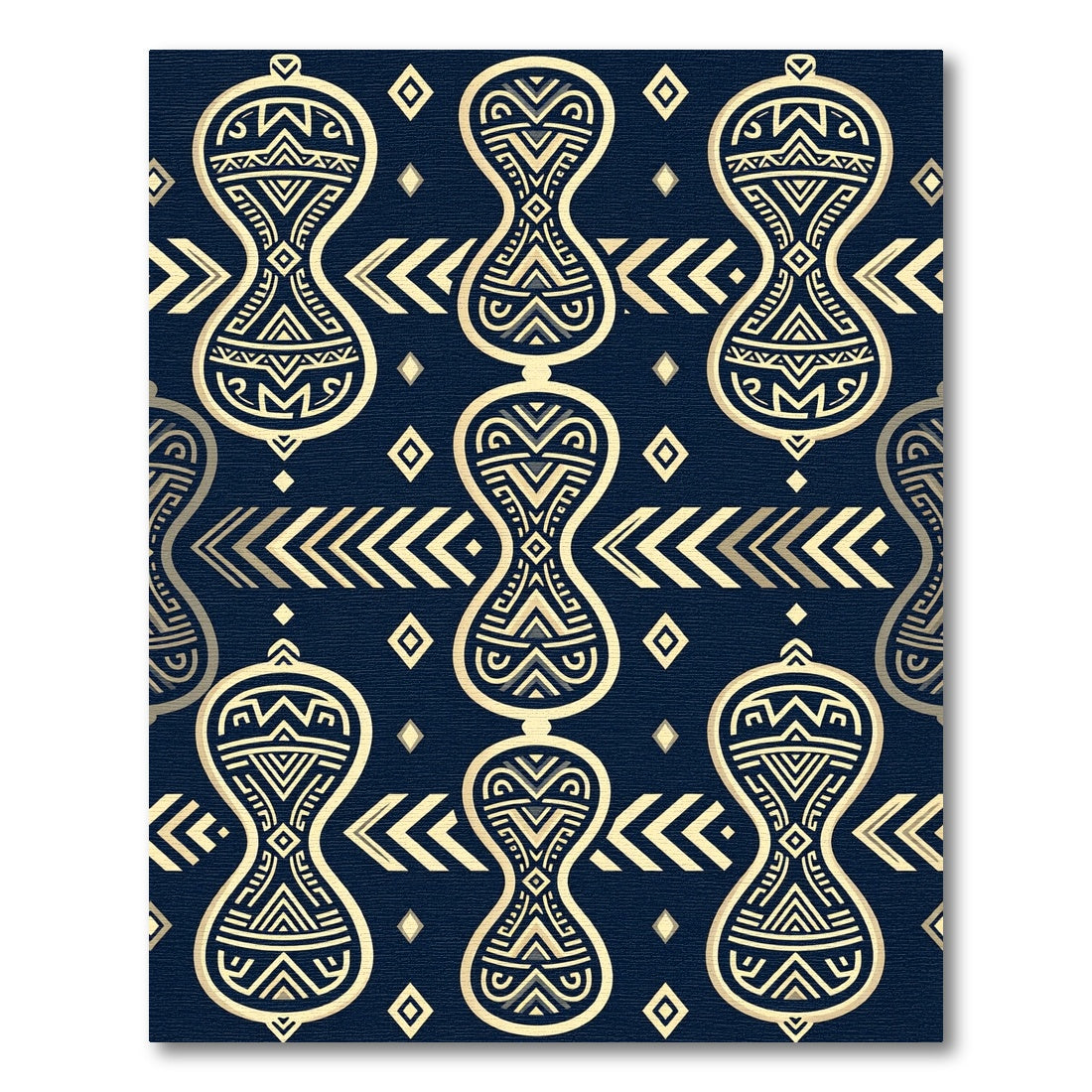 Navy Blue Hourglass Geometric Tribal Rug