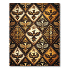 Tribal Golden Geometric Eagle Diamond Art Rug
