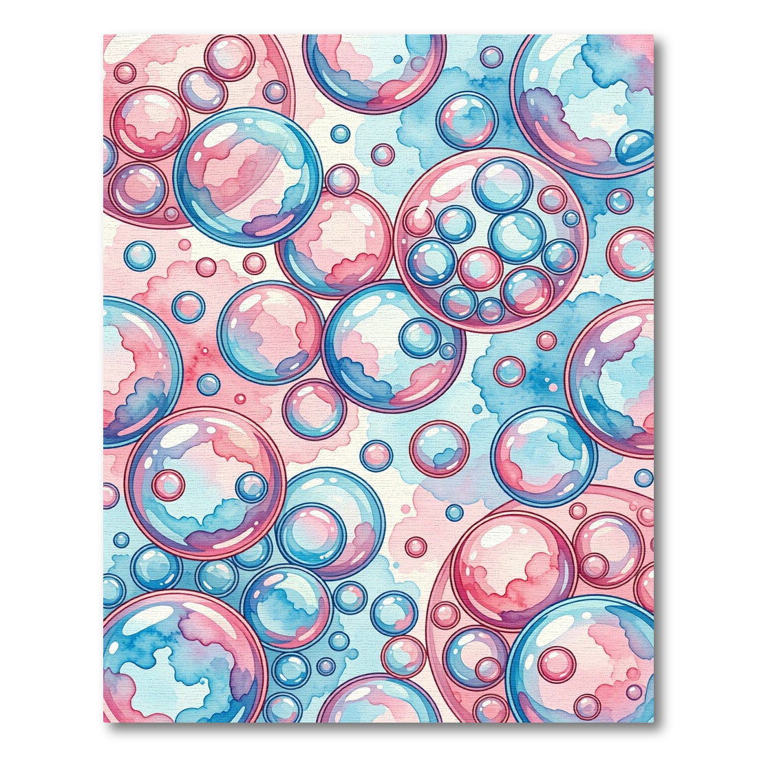 Ethereal Pink and Blue Bubble Art Rug