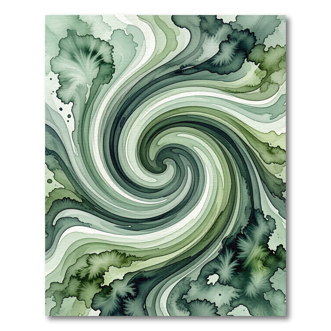 Elegant Sage Green Abstract Swirl Rug