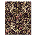 Ornate Cherub Rose Scrollwork Rug
