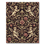 Ornate Cherub Rose Scrollwork Rug