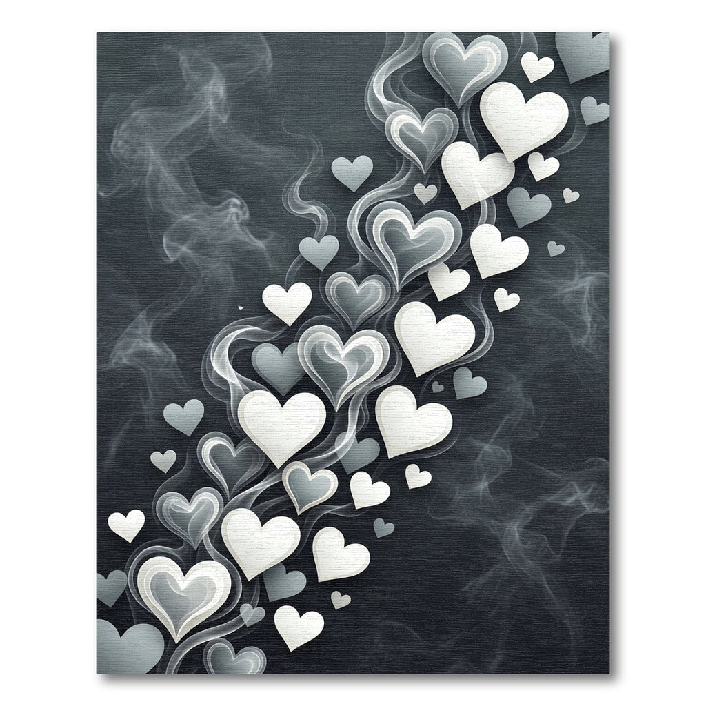 Ethereal Floating Hearts in Smoky Gray Rug