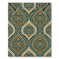 Elegant Teal and Golden Damask Medallion Rug