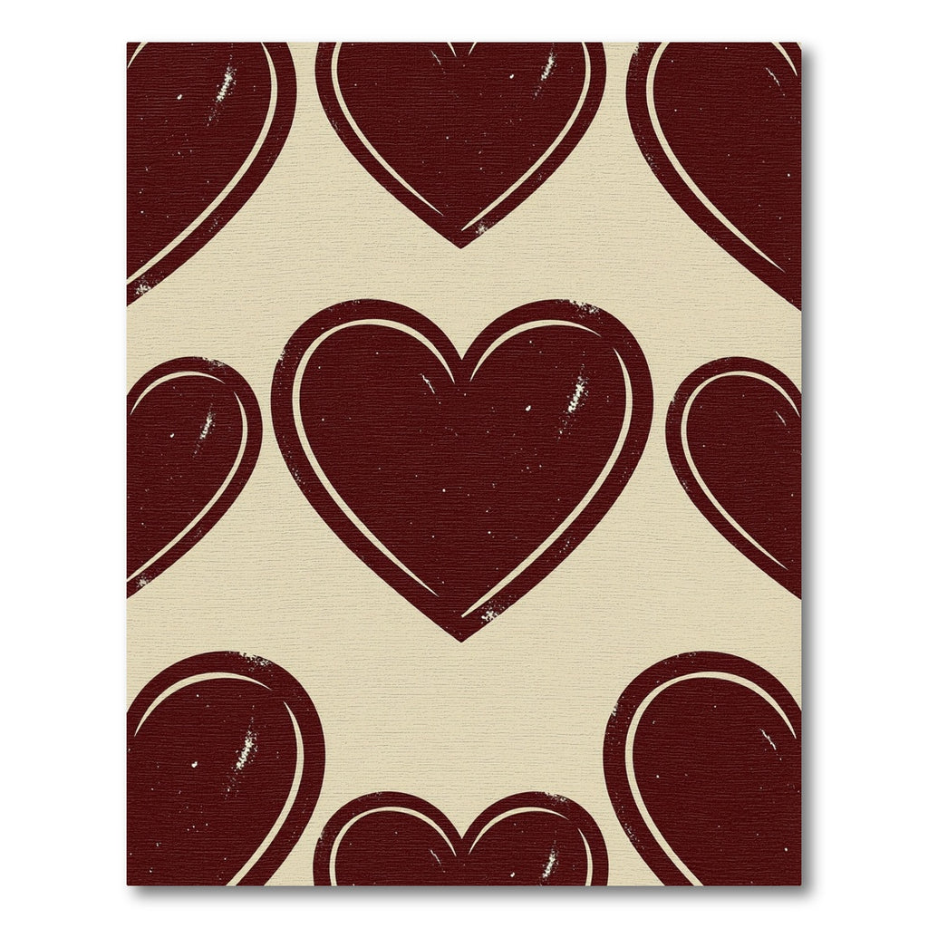 Dark Crimson Interlocking Heart Illustration Rug