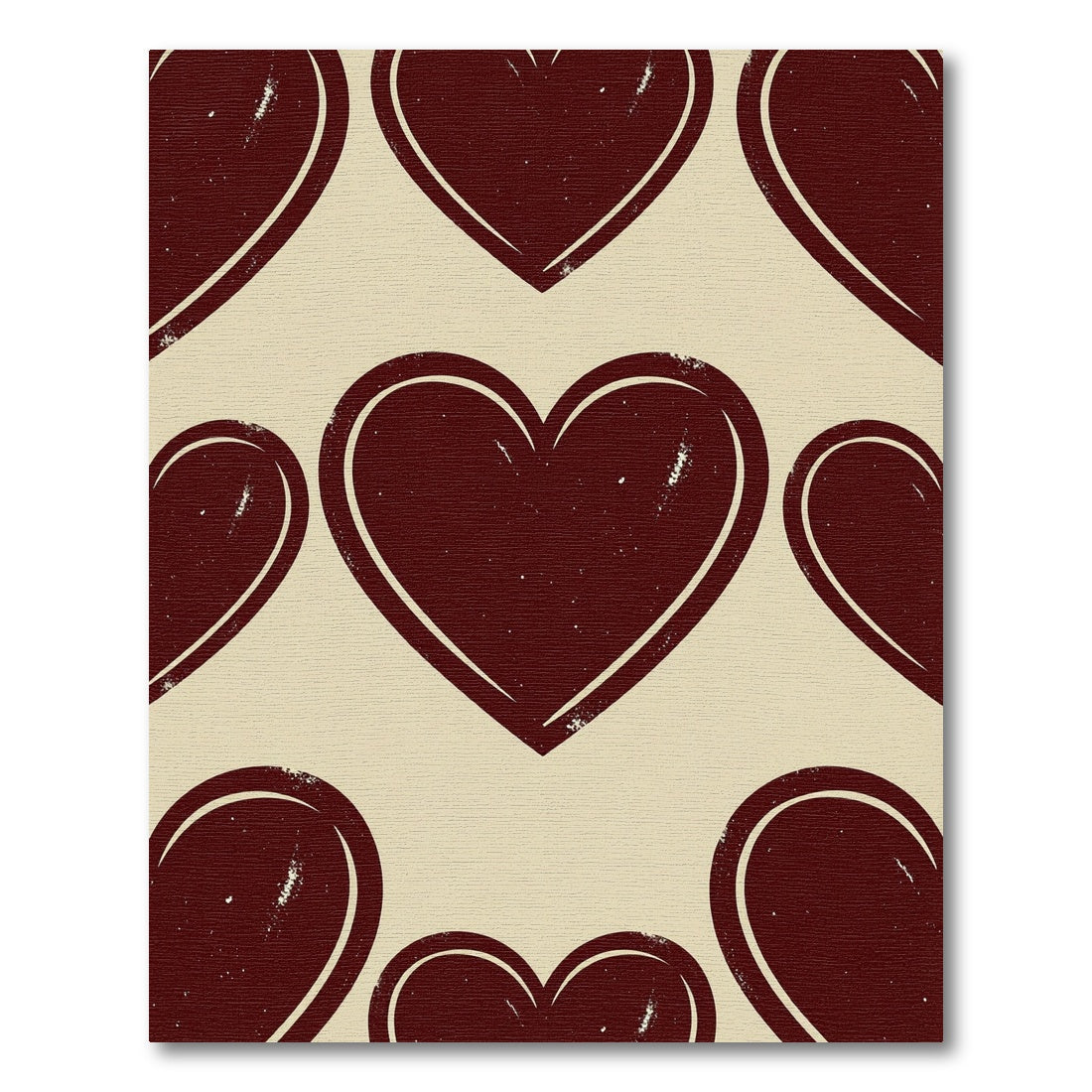 Dark Crimson Interlocking Heart Illustration Rug