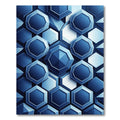 Deep Blue Faceted Geometric Hexagon Rug
