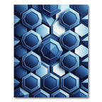 Deep Blue Faceted Geometric Hexagon Rug