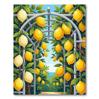 Sunlit Lemon Orchard Trellis Art Rug