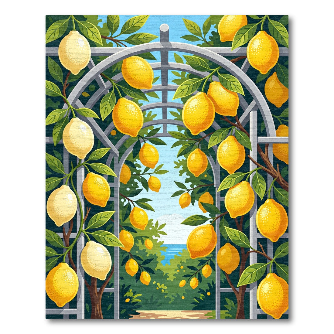 Sunlit Lemon Orchard Trellis Art Rug