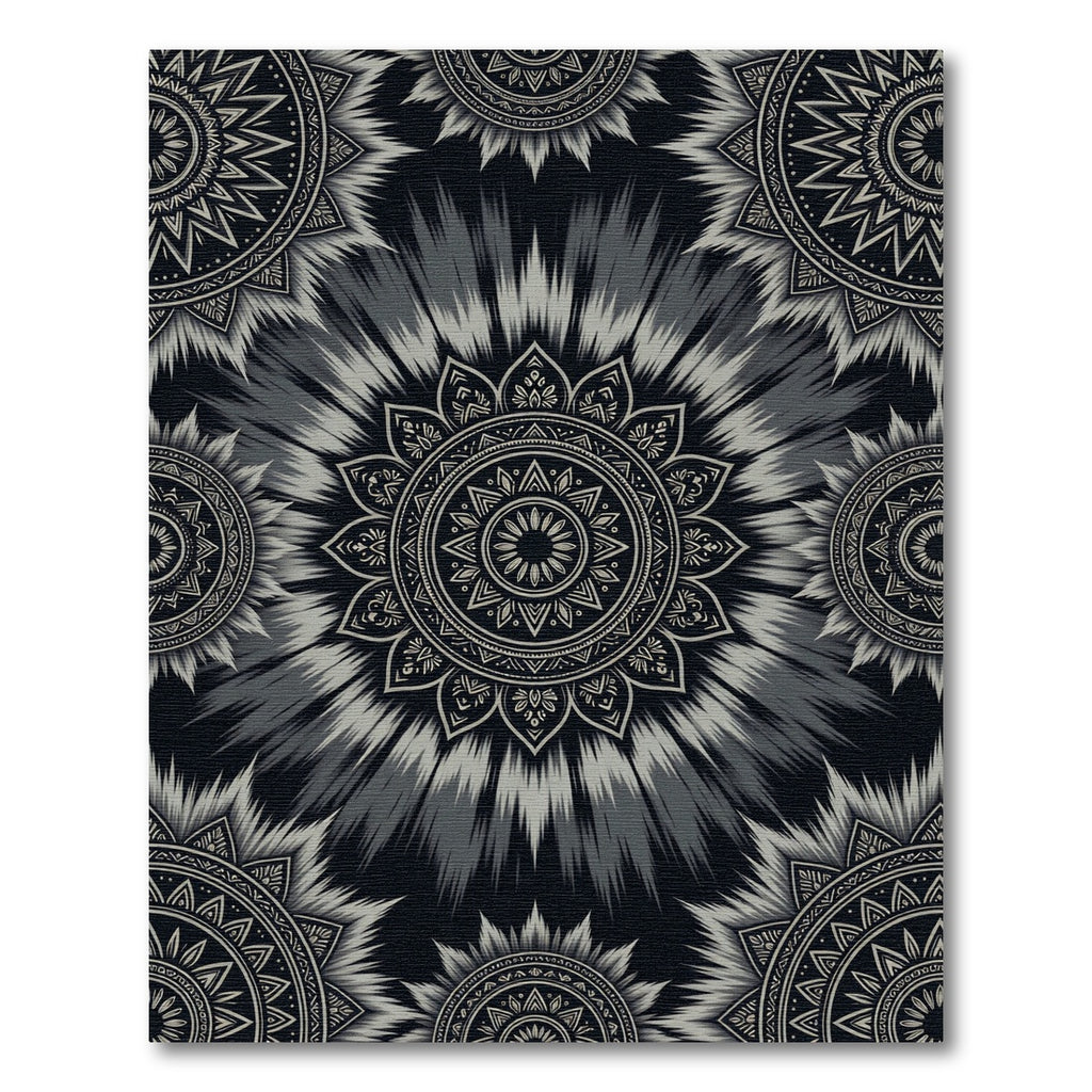 Monochromatic Floral Burst Mandala Rug