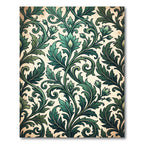 Emerald Foliage Scrollwork Botanical Vine Rug